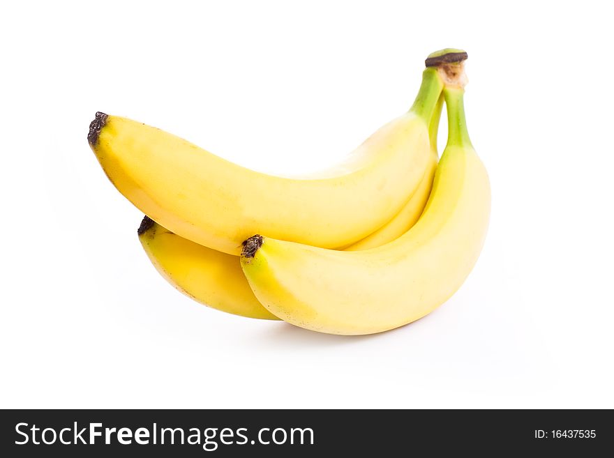 Close up shot of bananas isolated on white