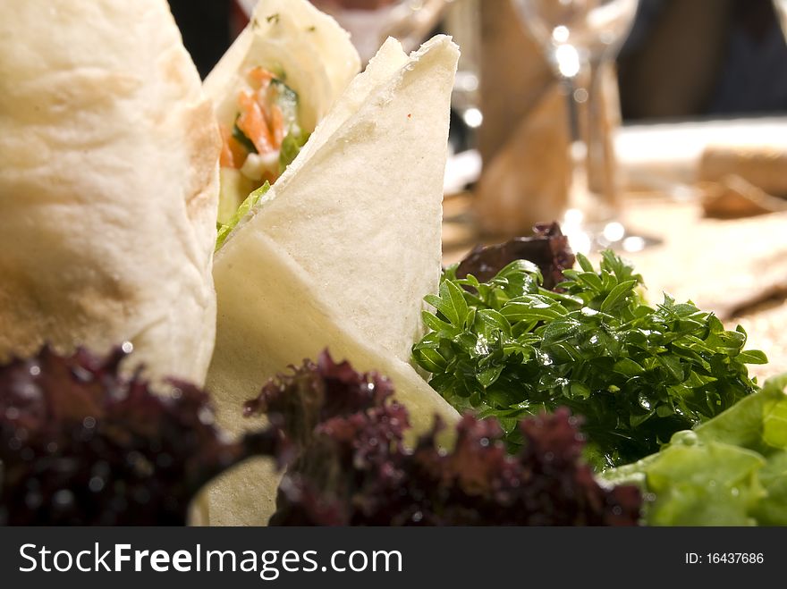 Rolls made of lavash with vegetables. Rolls made of lavash with vegetables