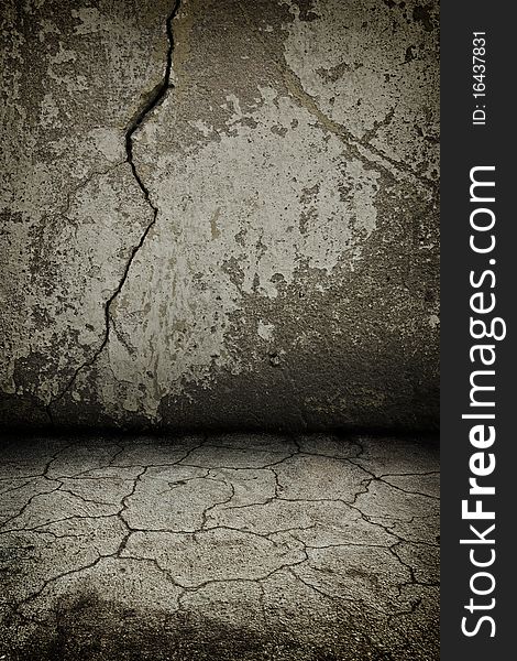 Rusty cracked concrete dark  vintage interior with artostic shadows added