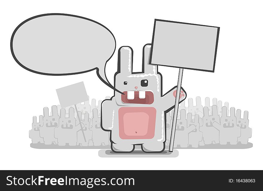 Vector funny rabbit delegation with speech bubble
