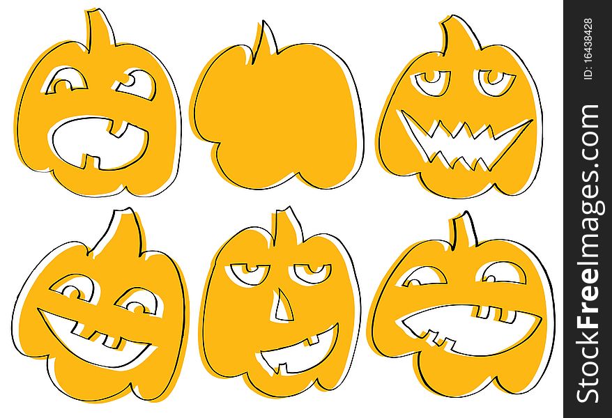 Halloween pumpkin set. Vector illustration