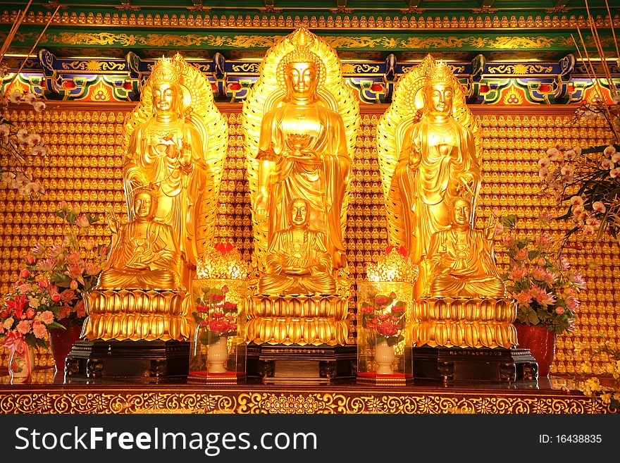 Three golden buddha in chinese style