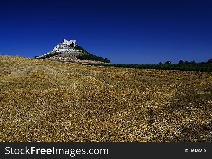 Medieval castle Penafiel in the Spanish countryside