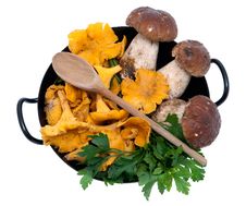 Mushrooms In Frying Pan Stock Photos Mushrooms In Frying Pan Stock Photos