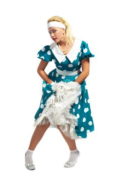 Lady In A Polka Dot Dress Royalty Free Stock Photos Lady In A Polka Dot Dress Royalty Free Stock Photos