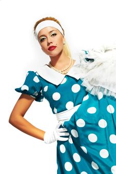Lady In A Polka Dot Dress Royalty Free Stock Photography Lady In A Polka Dot Dress Royalty Free Stock Photography