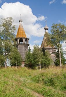 Ancient Wooden Church And Bell Tower Stock Photos Ancient Wooden Church And Bell Tower Stock Photos