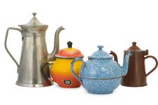 Set Of Old Kettles Royalty Free Stock Photo Set Of Old Kettles Royalty Free Stock Photo