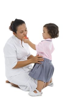 Cute Girl Feeding Her Mother Royalty Free Stock Photo Cute Girl Feeding Her Mother Royalty Free Stock Photo