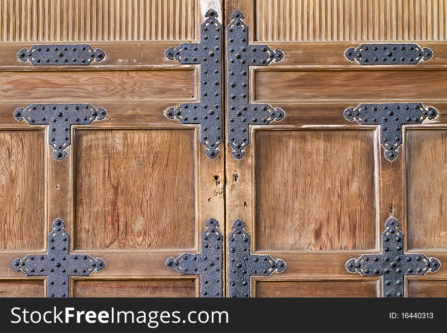 Wooden door, traditional Japanese style. Wooden door, traditional Japanese style