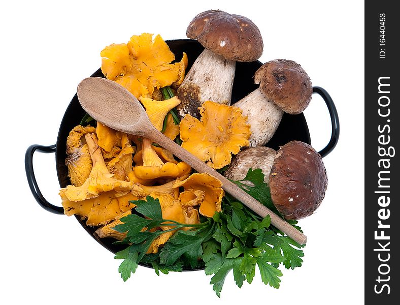 Mushrooms in frying pan