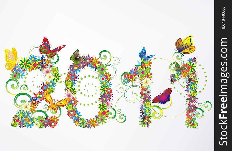 2011 floral background with butterflies