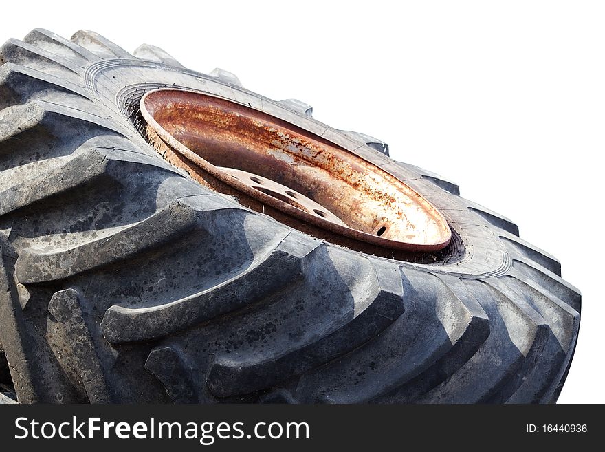 Wheel  rubber  old  isolated on the white