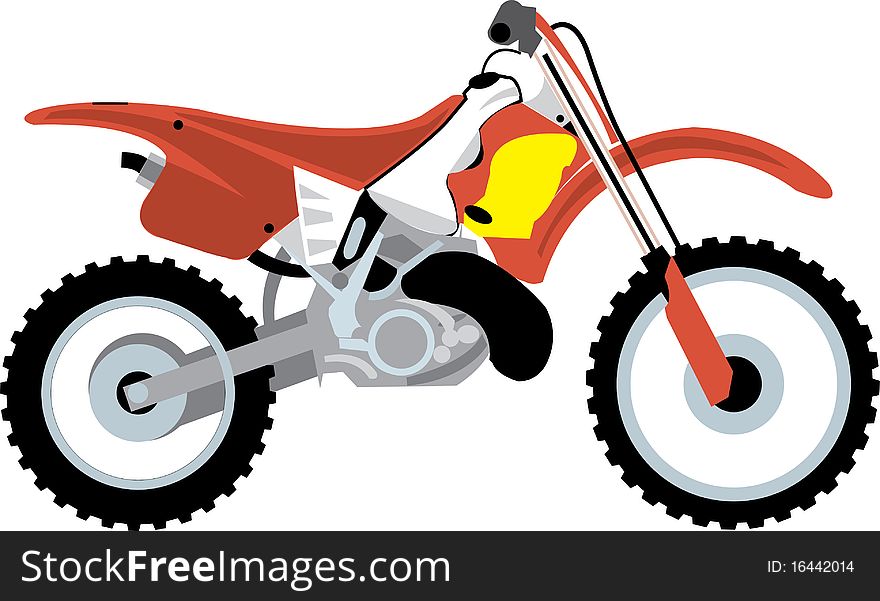 Illustration of a red dirt bike. Illustration of a red dirt bike