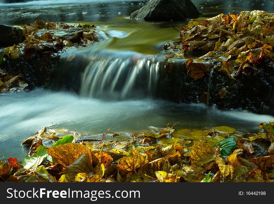 Nice water cascade on autumn