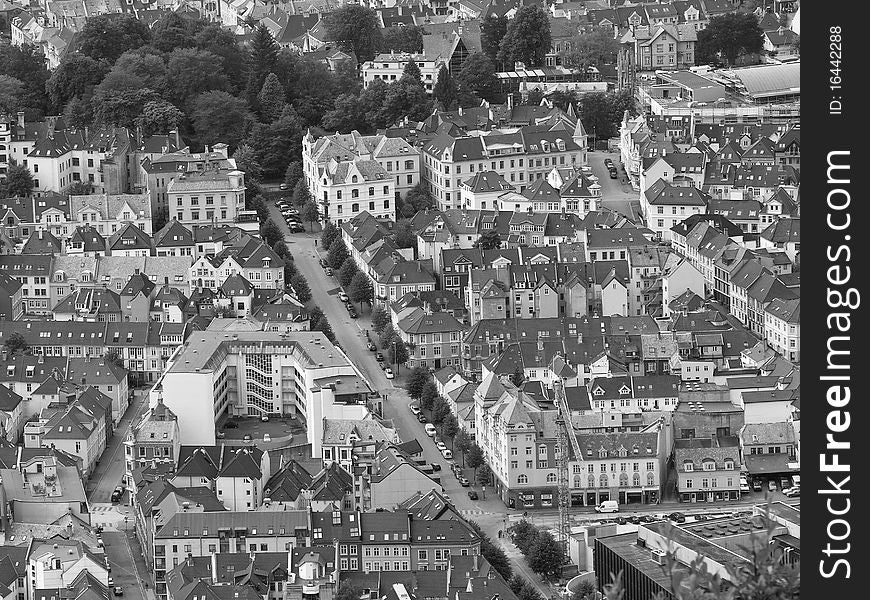 Architecture of Bergen, Norway, during Summer