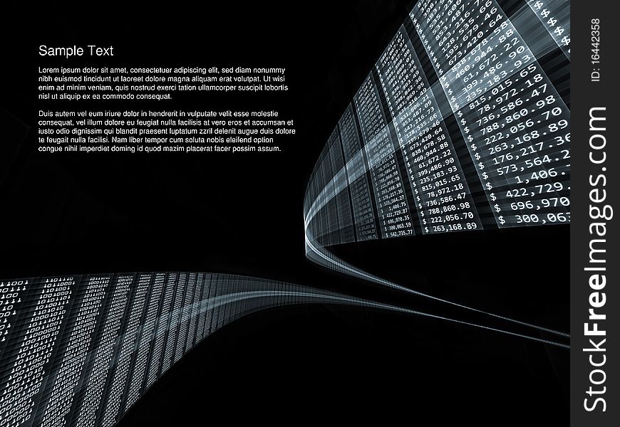 Conceptual interplay of perspective lines, shapes and symbols on the subject of business transactions, data processing, telecommunications and Internet. Conceptual interplay of perspective lines, shapes and symbols on the subject of business transactions, data processing, telecommunications and Internet.