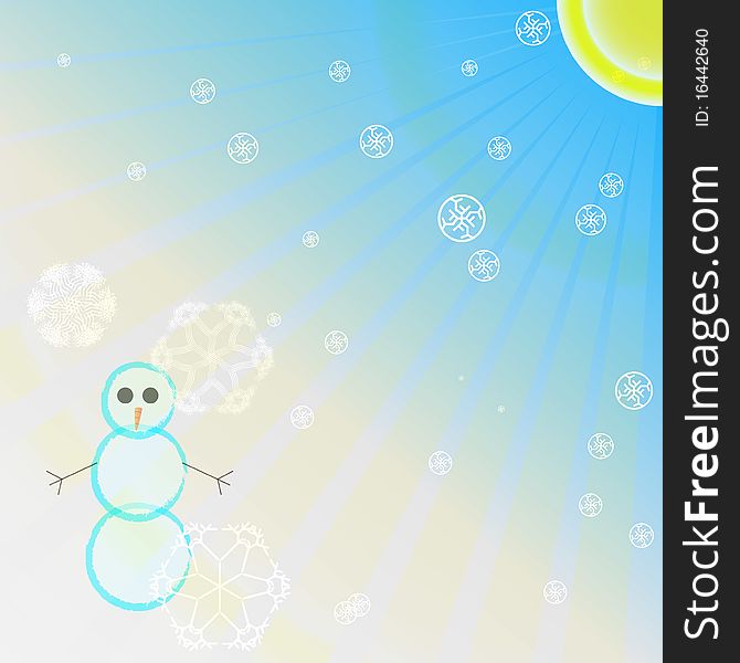 Christmas background with snowmen and snowflakes. Vector.