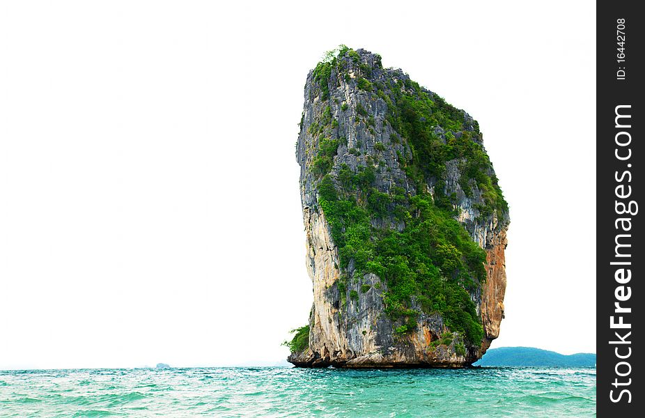 High cliff on Poda island. Exotic tropical landscape. High cliff on Poda island. Exotic tropical landscape.