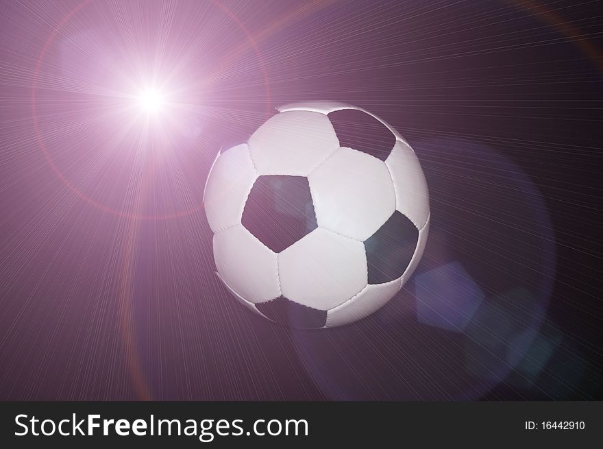 Leather soccer ball in space. Leather soccer ball in space.