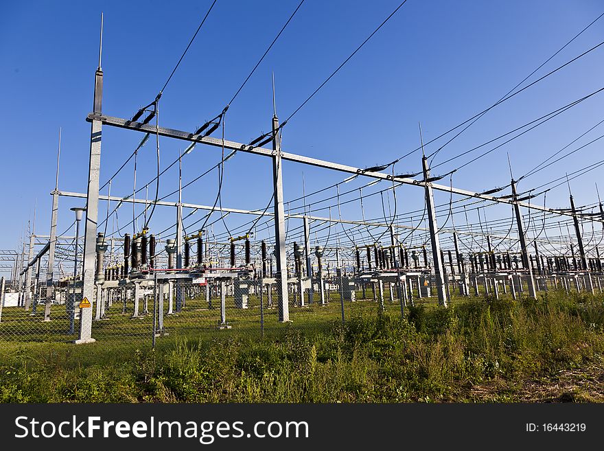 Electrical power plant in farmland area