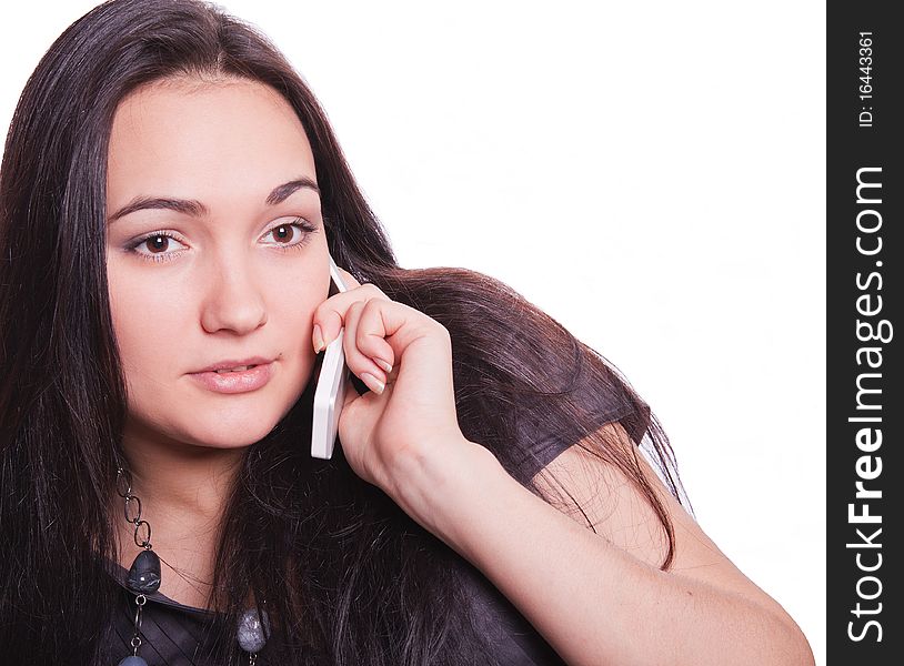 Charming Young Woman Speaking By Phone