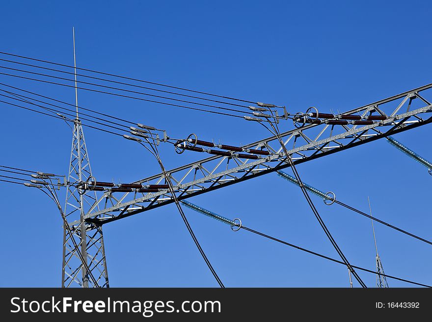 Electrical tower in beautiful landscape with sky. Electrical tower in beautiful landscape with sky