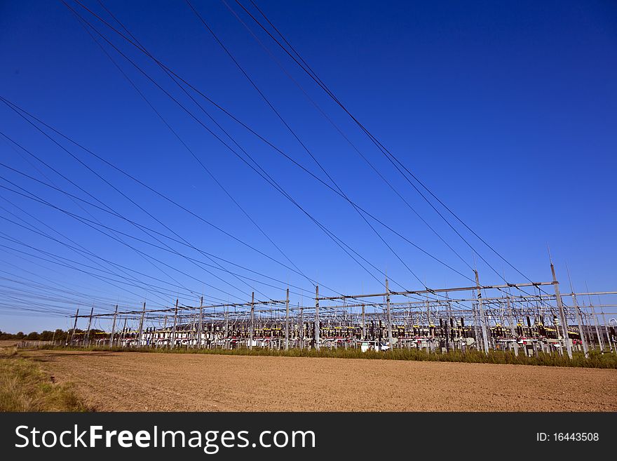 Electrical power plant in farmland area