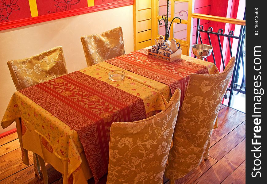 Dining table in fancy orient restaurant