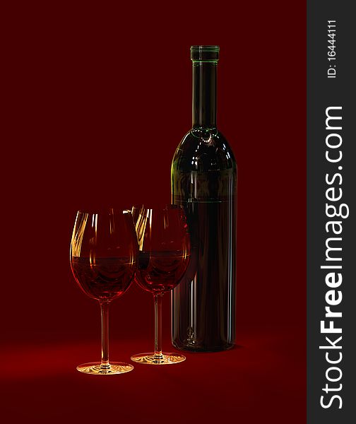 Two glasses with red wine for celebration of holiday. Two glasses with red wine for celebration of holiday