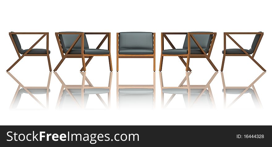 High resolution 3d render of modern chairs