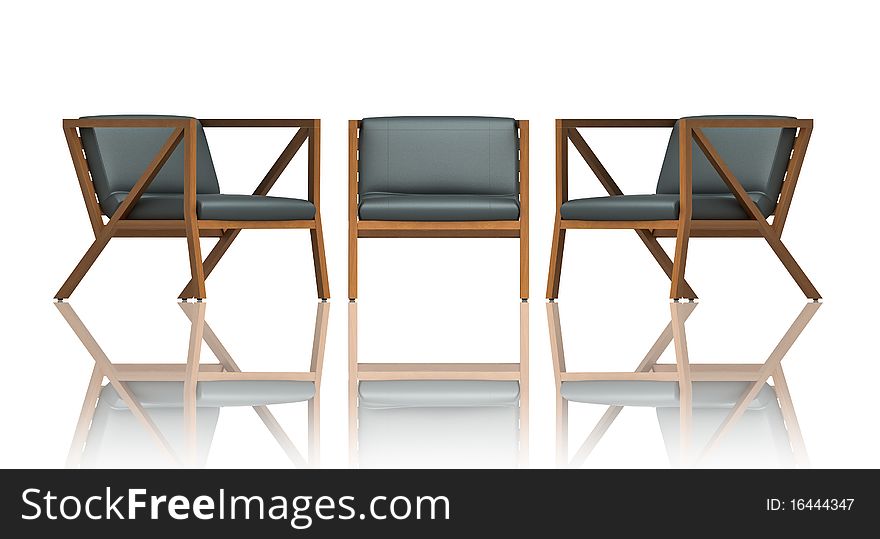 High resolution 3d render of modern chairs