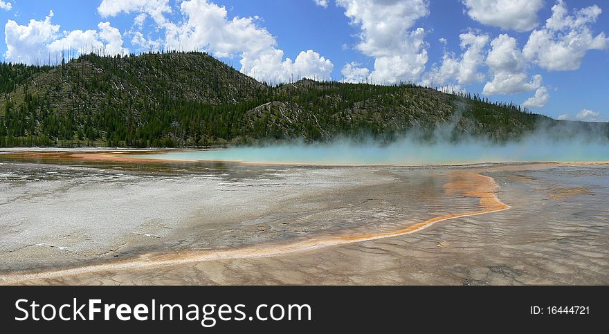 The Grand Prismatic Spring in Yellowstone National Park offers an amazing variety of vivid colors in it's boiling hot waters.