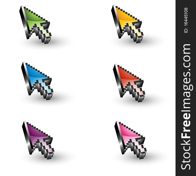 Six various colors 3d arrows