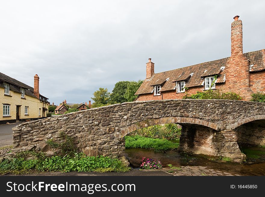 Old English packhorse bridge in Allerford, Somerset