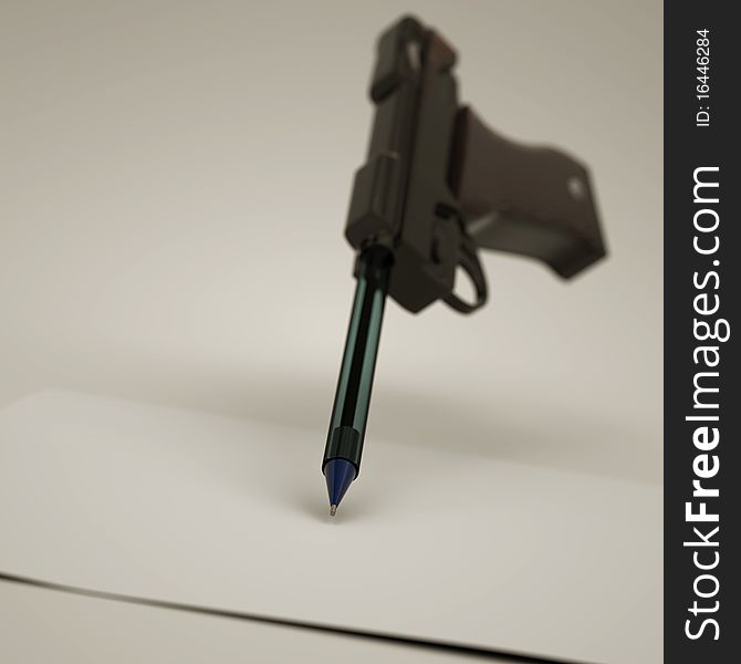 Words can hurt more 'of a weapon. here represented a gun that ends in a pen and writes on a white sheet. Words can hurt more 'of a weapon. here represented a gun that ends in a pen and writes on a white sheet