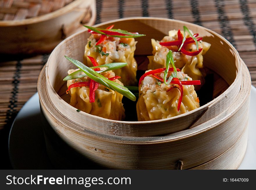 Dumpling appetizer with shrimp and crab