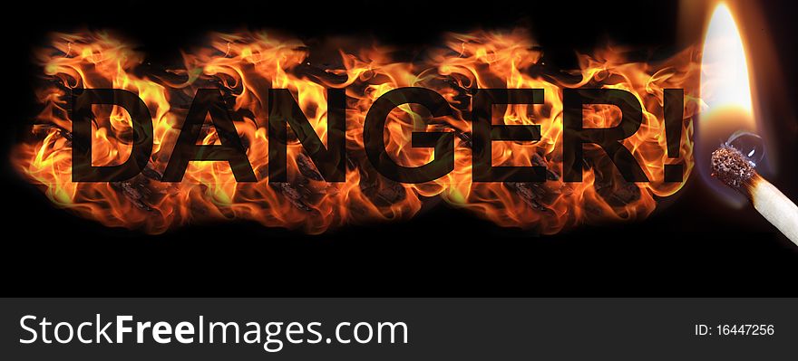 Image of a Danger Sign soon to blow up. Image of a Danger Sign soon to blow up