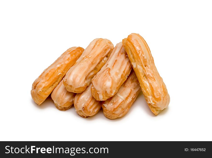 French Pastries On White Background