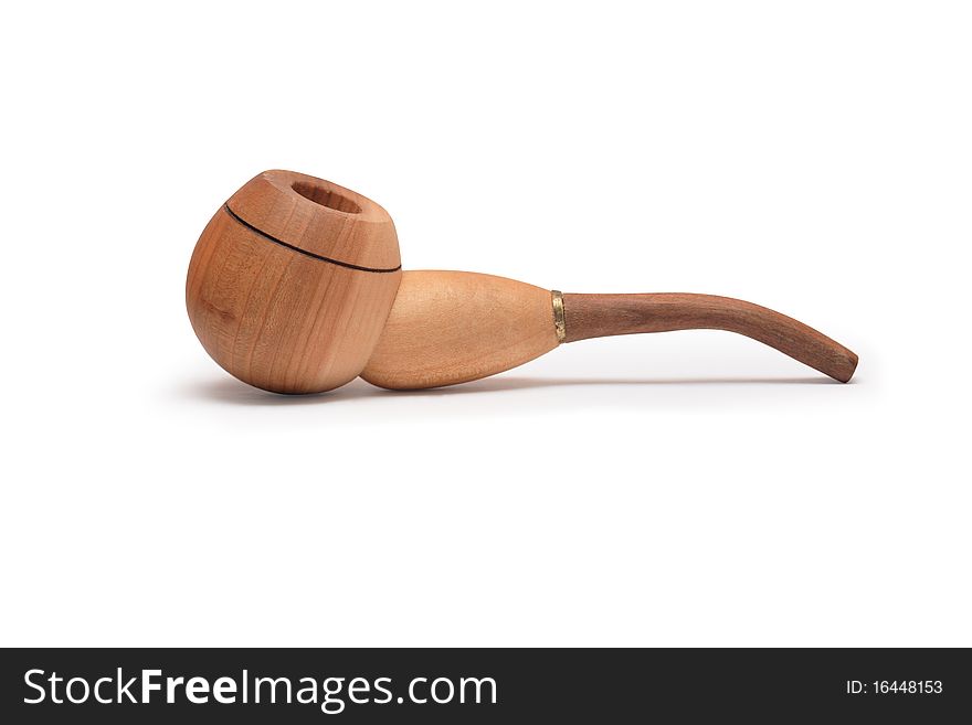 Wooden pipe isolated on white background with clipping path