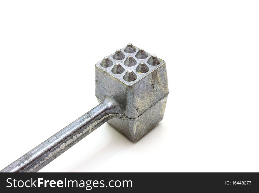 Close up of meat hammer on white background with clipping path