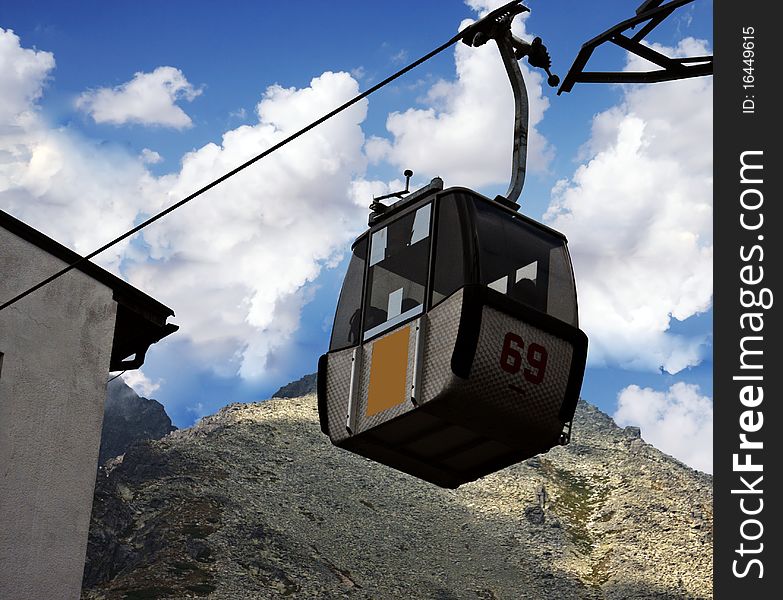 Cable car on a ski resort during summer