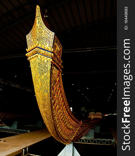 Thai royal prow gold art wooden. Thai royal prow gold art wooden