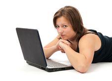 Woman Working On A Laptop Royalty Free Stock Photo