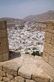 Lindos Town From The Acropolis Stock Photos Lindos Town From The Acropolis Stock Photos