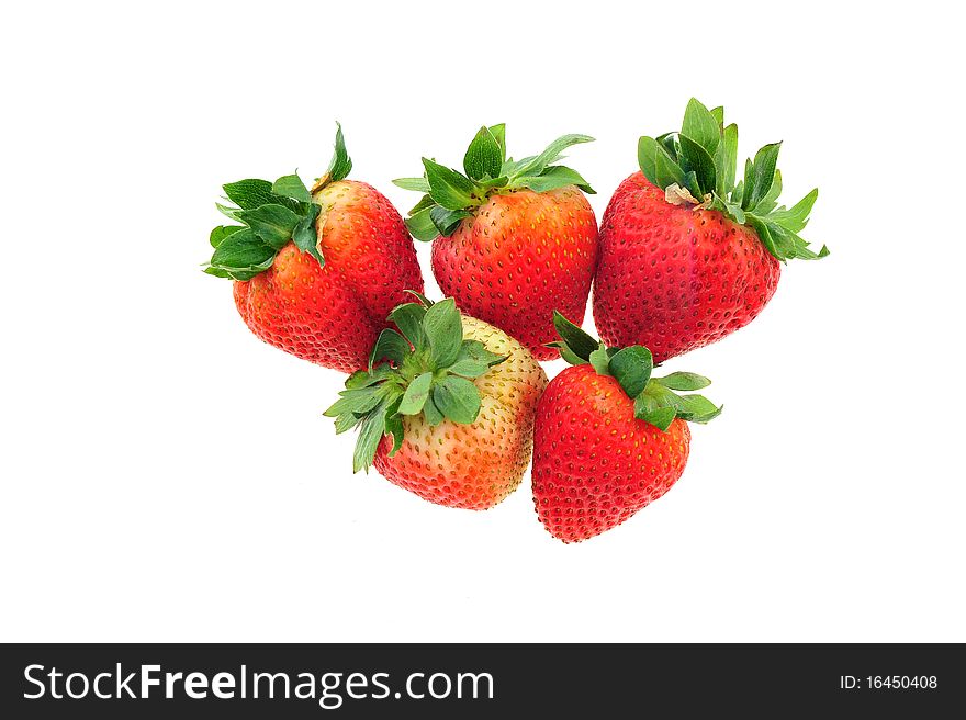 Red strawberry on white background
