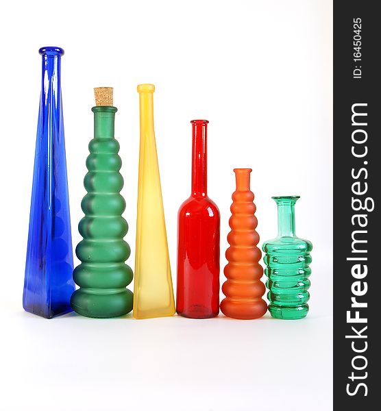 Colored glass vase on a black background