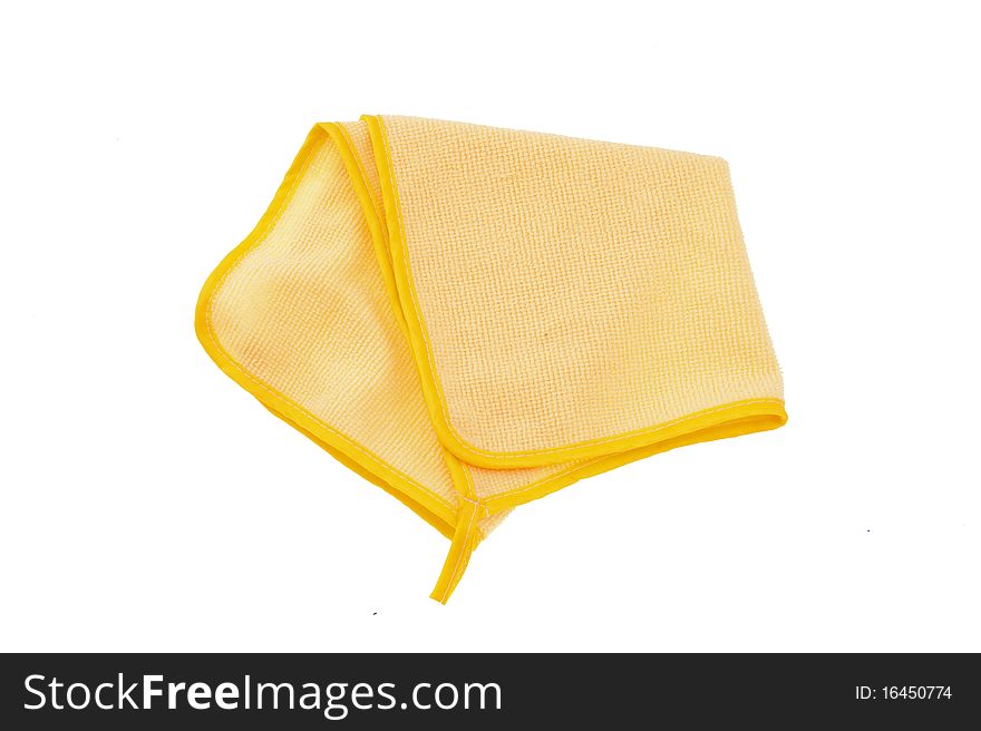 Yellow towel on white background