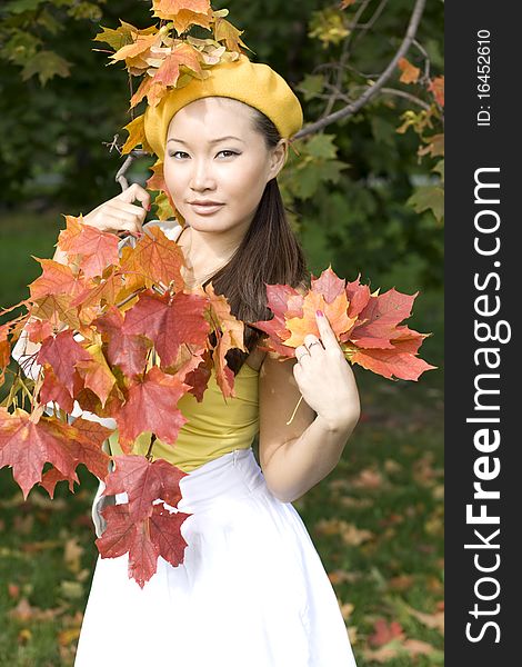 Girl In Autumn Park