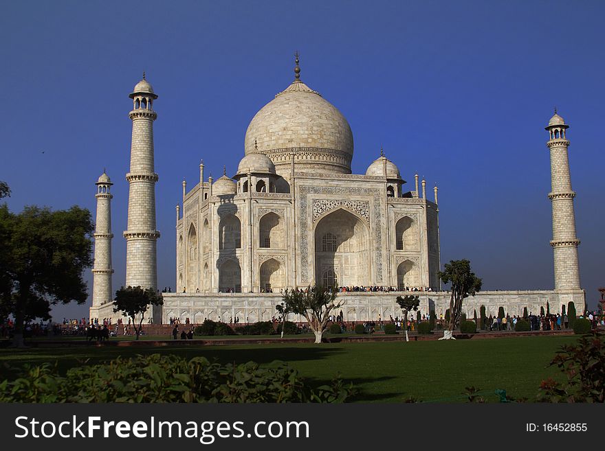 Ancient Taj Mahal India Agra Blue sky